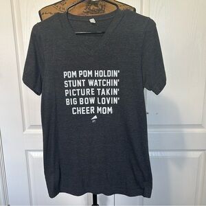 Cheer Mom Dark Gray V-Neck Short Sleeve Shirt Small